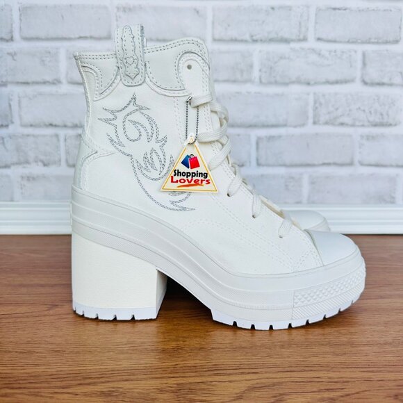 ⭐Converse Chuck 70 De Luxe Heel Western Hi Platform 5.5 Men Boots White A10335C - Picture 1 of 12